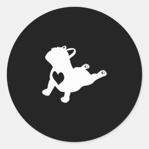 Bulldog Yoga Pose With Heart Of Love French Gift Classic Round Sticker