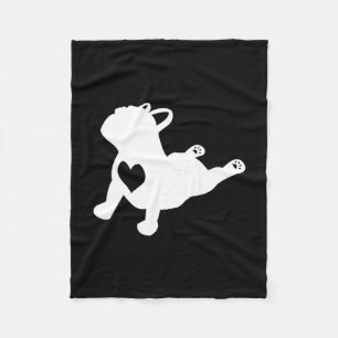 Bulldog Yoga Pose With Heart Of Love French Gift Fleece Blanket