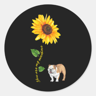 Bulldog You Are My Sunshine Sunflower Classic Round Sticker