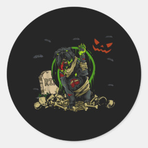 Bulldog Zombie Dog Funny Zombie Dog Halloween Classic Round Sticker