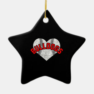 Bulldogs Baseball Softball High School Team Gifts Ceramic Ornament