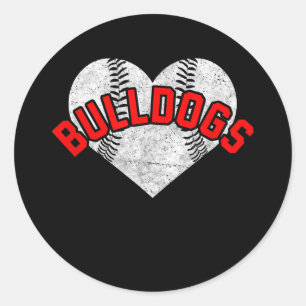Bulldogs Baseball Softball High School Team Mascot Classic Round Sticker
