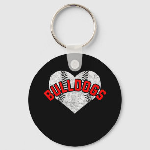 Bulldogs Baseball Softball High School Team Mascot Key Ring