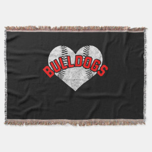 Bulldogs Baseball Softball High School Team Mascot Throw Blanket