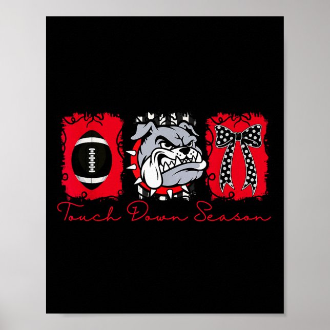 Bulldogs Football Game Day School Mascot Team Srit Poster (Front)