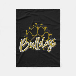 Bulldogs Gold Black Cheetah School Sports Fan Team Fleece Blanket