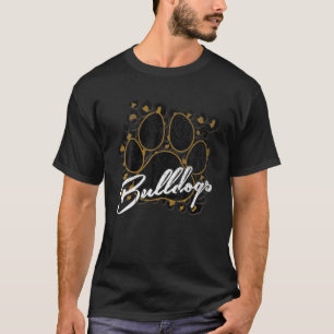 Bulldogs Gold Black Cheetah School Sports Fan Team T-Shirt