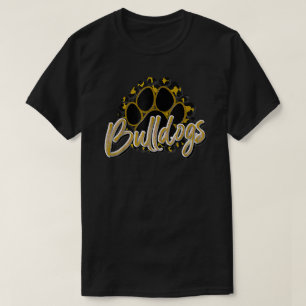 Bulldogs Gold Black Cheetah School Sports Fan Team T-Shirt