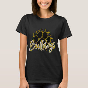 Bulldogs Gold Black Cheetah School Sports Fan Team T-Shirt