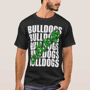 Bulldogs Green School Sports Fan Team Spirit T-Shirt