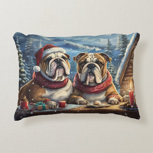 Bulldogs Holiday Design By Rich AMeN Gill Decorative Cushion (Front)