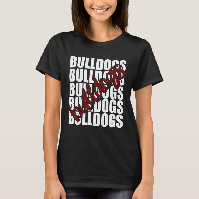 Bulldogs Maroon School Sports Fan Team Spirit T-Shirt (Front)