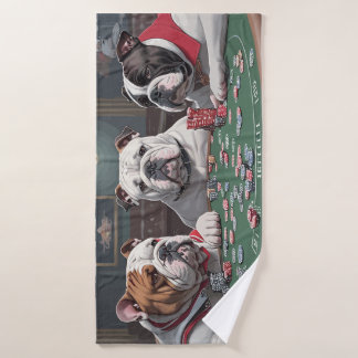 Bulldogs playing poker Serviette de bain Bath Towel