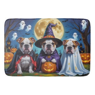 Bulldogs Pumpkin Halloween Funny  Bath Mat