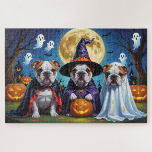 Bulldogs Pumpkin Halloween Funny Jigsaw Puzzle