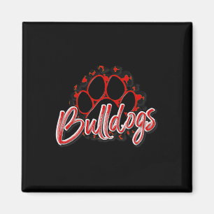 Bulldogs Red Black Cheetah School Sports Fan Team Magnet