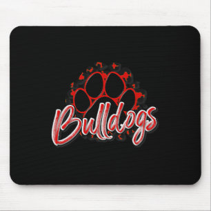 Bulldogs Red Black Cheetah School Sports Fan Team  Mouse Pad