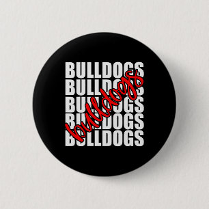 Bulldogs Red School Sports Fan Team Spirit  6 Cm Round Badge