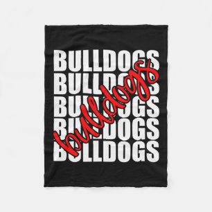 Bulldogs Red School Sports Fan Team Spirit  Fleece Blanket