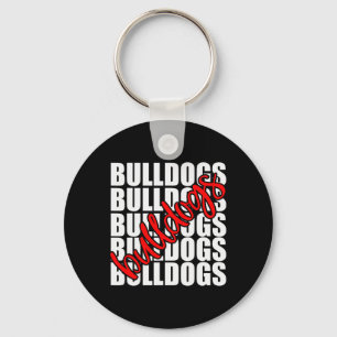 Bulldogs Red School Sports Fan Team Spirit  Key Ring