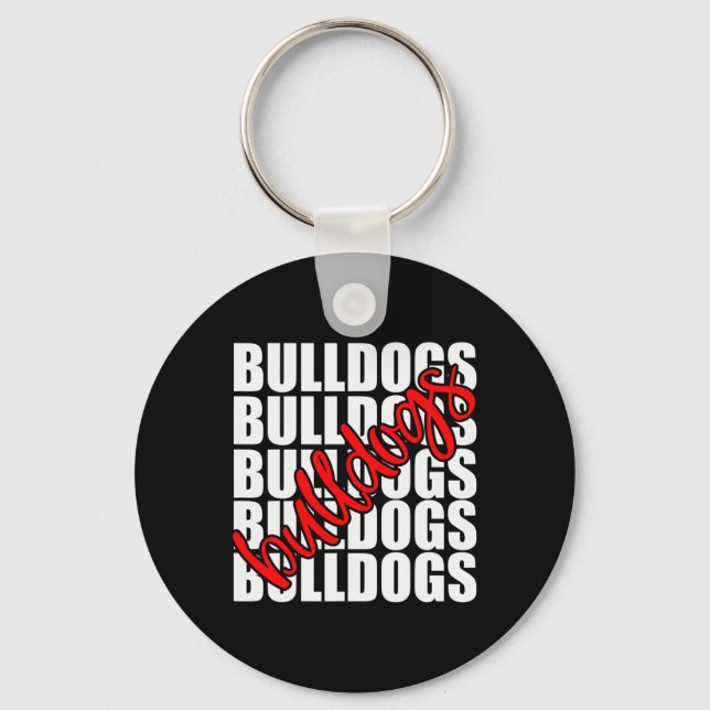 Bulldogs Red School Sports Fan Team Spirit  Key Ring (Front)