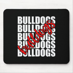 Bulldogs Red School Sports Fan Team Spirit Mouse Pad