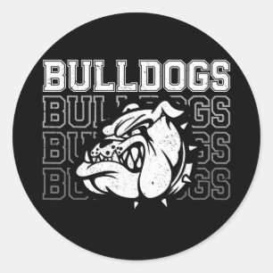 Bulldogs school spirit mascot vintage sports fan classic round sticker