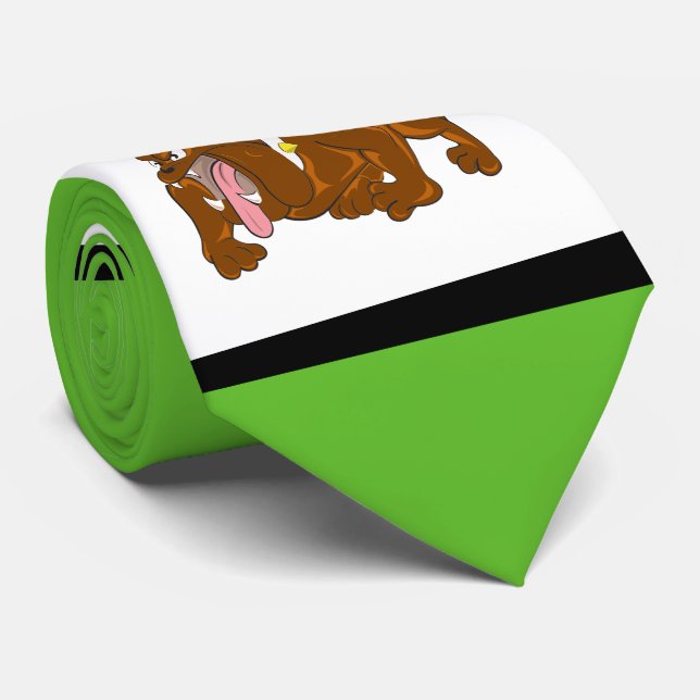 Bulldogs Sports Team Green White Necktie (Rolled)