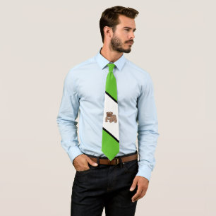 Bulldogs Sports Team Green White Necktie