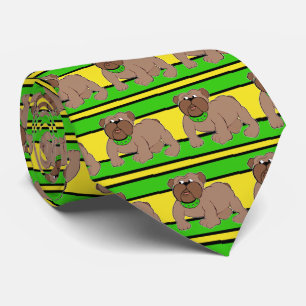 Bulldogs Sports Team Green Yellow Necktie