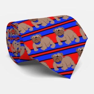 Bulldogs Sports Team Red Blue Necktie