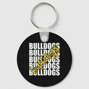 Bulldogs Yellow School Sports Fan Team Spirit  Key Ring