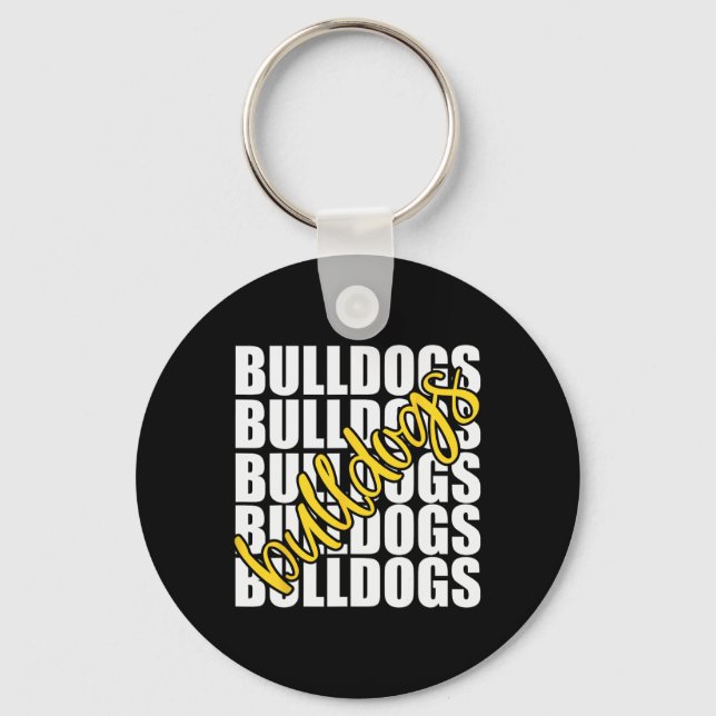 Bulldogs Yellow School Sports Fan Team Spirit  Key Ring (Front)