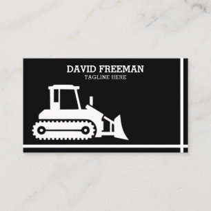 Bulldozer Black & White Construction Business Card