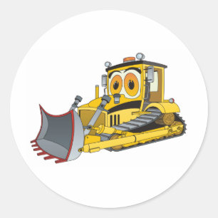 Bulldozer Cartoon Classic Round Sticker