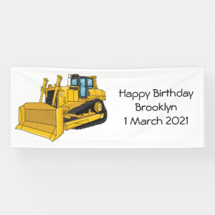 Bulldozer cartoon illustration banner