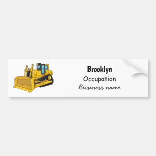 Bulldozer cartoon illustration bumper sticker