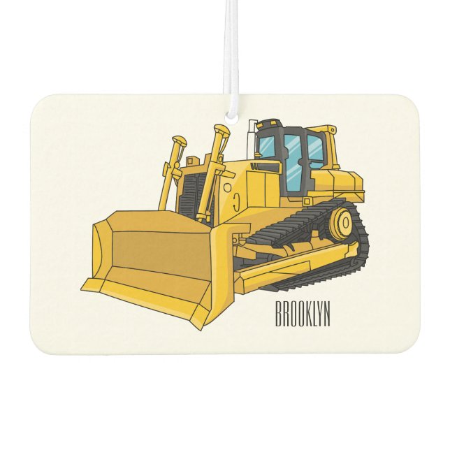 Bulldozer cartoon illustration car air freshener (Front)