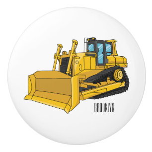 Bulldozer cartoon illustration ceramic knob