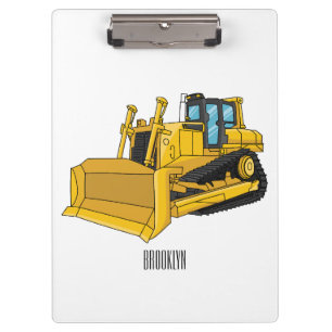 Bulldozer cartoon illustration clipboard