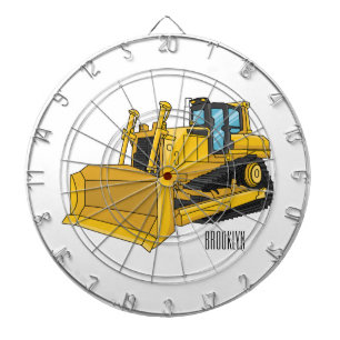 Bulldozer cartoon illustration dartboard