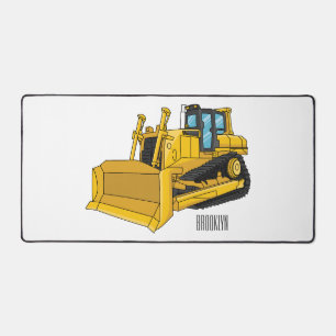 Bulldozer cartoon illustration desk mat