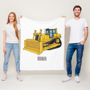 Bulldozer cartoon illustration fleece blanket