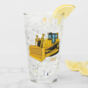 Bulldozer cartoon illustration glass