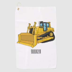 Bulldozer cartoon illustration golf towel