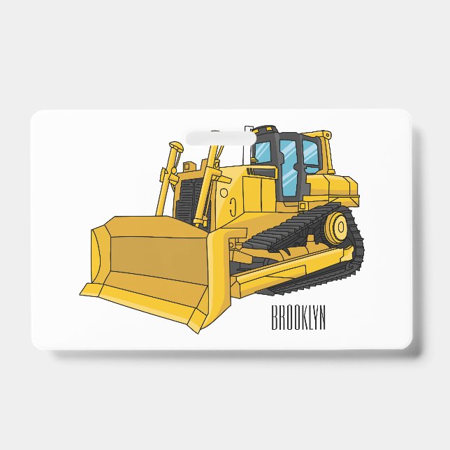 Bulldozer cartoon illustration ID badge (Front)