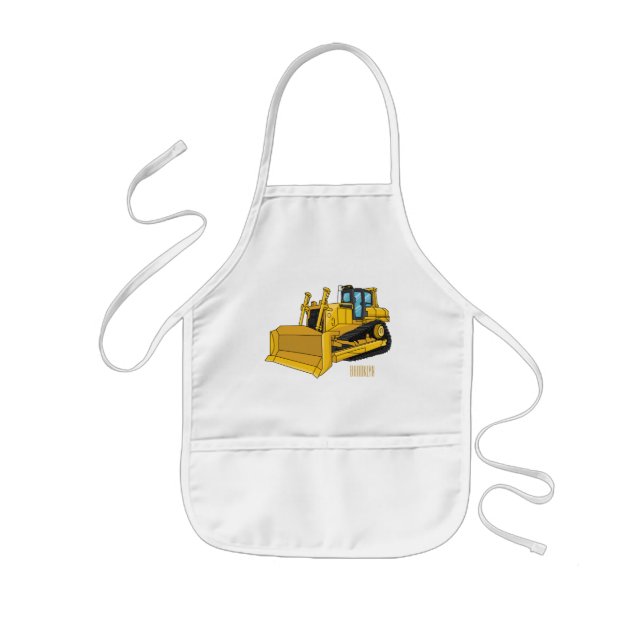 Bulldozer cartoon illustration kids apron (Front)