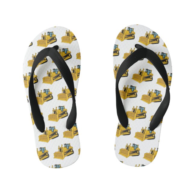 Bulldozer cartoon illustration kid's thongs (Footbed)
