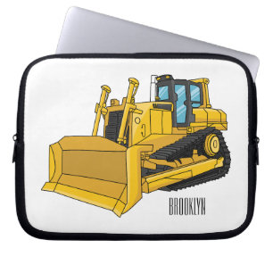 Bulldozer cartoon illustration laptop sleeve
