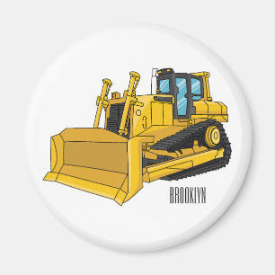 Bulldozer cartoon illustration magnet